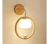 MSGIRVLZL Applique Murale À Anneau En Bois Avec Abat-Jour Boule En Verre Blanc, Applique Murale Créative En Rondins, Douille E27, Appliques Murales Nordiques Modernes Pour Chevet, Chambre D'Enfant, Sa