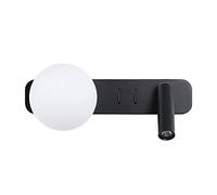 MSGIRVLZL Applique Murale Boule De Verre Avec Projecteur De Lecture De Chevet Réglable À 360 ° + 90 °, 2 Lumières Avec Interrupteur De Commande Indépendant, Applique Murale D'Éclairage Décoratif De Ch