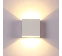MSGIRVLZL Applique Murale Carrée, Appliques En Fer Forgé, Luminaire Led 12W, Lanternes Murales De Chambre À Coucher Décoration Minimaliste Moderne Pour Chevet, Allée, Salon, Villa/White-White Light