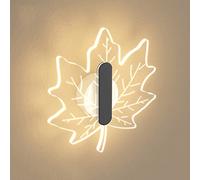 MSGIRVLZL Applique Murale Créative En Forme De Feuille D'Érable, Applique Murale En Métal Noir Et Avec Abat-Jour En Acrylique, Appliques Murales Led Modernes De 5 W, Appliques Murales De Chevet, Appli