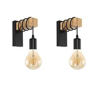 MSGIRVLZL Applique Murale En Bois Et Métal - Applique Murale D'Intérieur Rustique Luminaire Art Décoratif - Ampoule E27 Edison Vintage Industrielle Couloir Restaurant Bar Chambre Lampe De Chevet/2Pcs