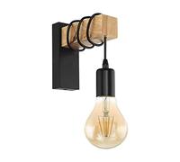 MSGIRVLZL Applique Murale En Bois Et Métal - Applique Murale D'Intérieur Rustique Luminaire Art Décoratif - Ampoule E27 Edison Vintage Industrielle Couloir Restaurant Bar Chambre Lampe De Chevet/1Pc