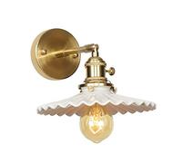 MSGIRVLZL Applique Murale En Laiton À 1 Lumière - Applique Murale Vintage Moderne Avec Abat-Jour En Céramique, Appliques Murales De Salle De Bain Haut/Bas En Doré Pour Salon Et Cuisine - Prise E27, Ma