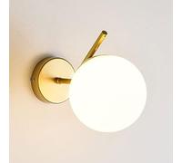 MSGIRVLZL Applique Murale En Métal Avec Abat-Jour En Verre Globe Blanc, Lampe De Chevet Sphérique Créative Pour Chambre À Coucher, Applique Murale De Ferme Industrielle Rétro, Prise E27, Appliques Mur