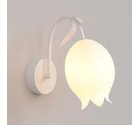 MSGIRVLZL Applique Murale En Métal Blanc Avec Abat-Jour En Forme De Fleur En Acrylique, Applique Murale Led Moderne, Appliques Murales De Chevet, Appliques Murales D'Éclairage Décoratif De Ferme, 7 W