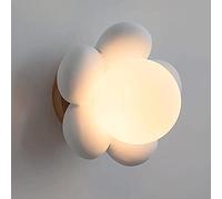 MSGIRVLZL Applique Murale Fleur En Résine Blanche Avec Abat-Jour En Boule De Verre, Luminaire Mural Créatif G9 Lighting, Applique Murale De Couloir Simple, Appliques Murales En Bois Pour Salon, Salle