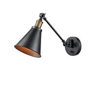 MSGIRVLZL Applique Murale Industrielle À Bras Oscillant Noir - Applique Murale Intérieur Réglable En Métal E27 Lampes De Lecture Pour Tête De Lit Ferme Cuisine Salon Chambre[Classe Énergétique Wi
