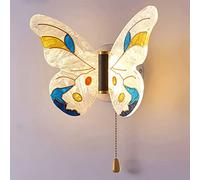 MSGIRVLZL Applique Murale Papillon Couleur Émail, Applique Murale En Métal Avec Abat-Jour En Verre, Appliques Murales Led Modernes, Appliques Murales D'Éclairage Décoratif Pour Enfants, Appliques Mura