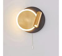 MSGIRVLZL Applique Murale Ronde En Métal Avec Lampe De Lecture De Chevet, Appliques Murales Modernes À Lumière Chaude À Led, Appliques Murales D'Éclairage Décoratif De Chambre À Coucher Avec Interrupt