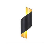 MSGIRVLZL Applique Murale Simple Moderne, Forme Courbée En Métal En Fer Forgé Haut Et Bas Abat-Jour À Led Extérieur Noir Intérieur or Appliques Pour Maison Salon Chambre Restaurants Café/10W Neutral L