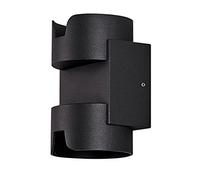 MSGIRVLZL Appliques Murales En Aluminium Lampe Murale Extérieure Moderne Haut Et Bas Éclairage Rond Lampe Murale Noire Pour Balcon Porche Couloir Efficacité Énergétique a +]/White Light