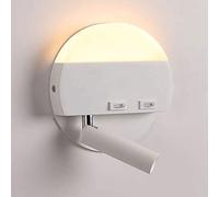 MSGIRVLZL Appliques Murales En Métal Blanc Avec Petit Projecteur Rotatif Réglable, Lampe De Lecture De Chevet De Chambre À Coucher, Lumière D'Ambiance Murale À Fond Simple, Applique Murale Moderne Led