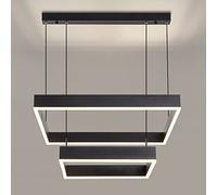 MSGIRVLZL Éclairage De Plafond Suspendu Noir Géométrique De Personnalité De Lustre De Salon, Appareil D'Éclairage Dimmable De Led, Lumières Réglables De Fil De Suspension Pour Le Restaurant De Lobby D