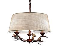 MSGIRVLZL Lámpara de Araña Vintage de 3 Luces, Lámpara de Araña Creativa con Forma de Pájaro Y Pantalla de Tela, Lámpara Colgante para Balcón de Restaurante, Fuente de Luz E14, 50 cm de Diámetro, Luz