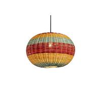 MSGIRVLZL Lámpara de Techo Esférica Tipo Farol con Cabezal de un Solo Color, Pantalla de Ratán Natural Hecha a Mano con Casquillo E27, 40 X 25 Cm, Adecuada Como Lámpara Decorativa para el Salón, Dormi