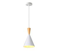 MSGIRVLZL Lampe À Suspension De Chevet, Lampes Suspendues En Forme De Sablier En Bois Avec Abat-Jour En Métal Blanc, Lampes À Suspension D'Éclairage Décoratif De Comptoir De Bar, Douille E27, Lumières