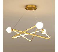MSGIRVLZL Lampe À Suspension Géométrique, Lampes Suspendues À Led Modernes, Lampe À Suspension Linéaire En Métal Avec Abat-Jour En Acrylique, Plafonniers De Salle À Manger En Anneau, Lustres D'Éclaira