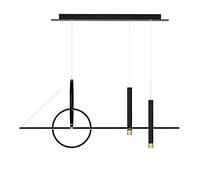 MSGIRVLZL Lampe À Suspension Longue D'Îlot De Cuisine, Lampes Suspendues Linéaires En Métal Noir Avec Éclairage Décoratif De Flûte Vers Le Bas, Lampes De Suspension À Bande Led Modernes, Lustres De Sa