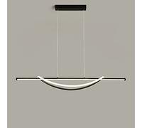 MSGIRVLZL Lampe À Suspension Longue Linéaire En Métal, Éclairage Décoratif De Salle À Manger À Bande Créative, Lumière D'Ambiance De Salon Noir, Lustres D'Îlot De Cuisine En Fer Simple Au-Dessus De L'