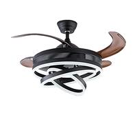 MSGIRVLZL Lampe De Ventilateur De Plafond À Led Moderne, Plafonniers Encastrés De 42 ", Lampe De Ventilateur Intelligente Rétractable 3 Couleurs + 6 Vitesses, Ventilateur Avec Fonction Rétractable, La