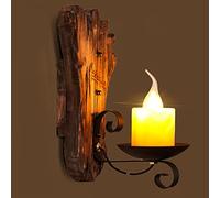 MSGIRVLZL Lampes Murales Rétro Industrielles, Applique Murale Porte-Lampe En Fer Forgé Avec Base Décorative En Bûche, Lampes De Chevet De Ferme Nostalgique Antiques Pour Loft, Couloir, Salon