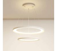 MSGIRVLZL Lampes Suspendues De Plafond En Métal À 2 Anneaux, Lampe Suspendue Créative Pour Table À Manger En Acrylique, Éclairage De Suspension D'Intérieur À Led Moderne De 67 W, Lustres D'Éclairage D