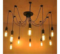MSGIRVLZL Lampes Suspendues E27 Titulaire Creative Antique Edison Lampe Ajustable Diy Plafond Araignée Lampe Lumière Rétro Lustre Pendentif Industriel (10 Lumières) [Classe Énergétique