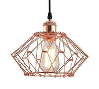 MSGIRVLZL Lampes Suspendues Industrielles À Une Tête, Suspension En Métal En Fer Doré Rose Avec Luminaires À Suspension À Abat-Jour Réglable, Douille E27, Plafonniers À Cage En Fil Créatif