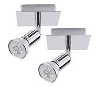 MSGIRVLZL Lot De 2 Spots De Plafond Led 1 Spot Avec 1 Ampoule Gu10 3 W Incluses Design Pivotant À 90 °, Éclairage Mural Carré À Tête Unique À Montage En Surface Chromé Brossé/5700K