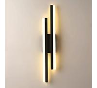 MSGIRVLZL Luminaires Muraux Linéaires Noirs Créatifs, Applique Murale En Métal À Longue Bande, Applique Murale De Chambre À Coucher D'Éclairage À 360 °, Appliques Murales De Salon À Led Modernes Pour