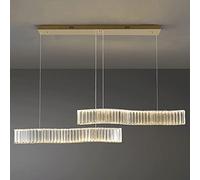 MSGIRVLZL Lustres En Cristal À Vague Créative, Suspension En Métal Pour Restaurant, Longues Lampes À Suspension Modernes À Led À Intensité Variable, Lampes Suspendues Pour Îlot De Cuisine, Lampe D'Amb