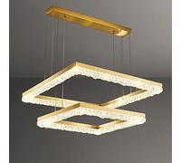 MSGIRVLZL Lustres En Cristal Carrés Pour Le Salon, Suspension À Cadre En Métal Pour La Salle À Manger, Lampe À Suspension D'Éclairage Décoratif Led À Intensité Variable Moderne, Lumière D'Ambiance De