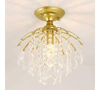 MSGIRVLZL Plafonnier À Chaîne Suspendue En Cristal Créatif, Plafonnier D'Éclairage Décoratif De Couloir Classique, Plafonniers Montés En Surface, Douille E14, Plafonniers Simples En Métal Doré