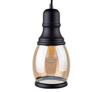 MSGIRVLZL Plafonnier En Verre Ambré | Luminaire Suspendu Vintage Moderne E27 Kit Noir Lustre Industriel À 1 Lumière Pour Bar Cuisine Île Café/C