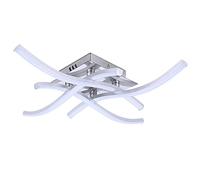 MSGIRVLZL Plafonnier Led À 4 Voies Au Design Incurvé Classique, Plafonnier 24 W Pour Salon, Chambre, Bureau, Salle À Manger, Cuisine, Locaux Commerciaux - Chrome Brossé/6000K