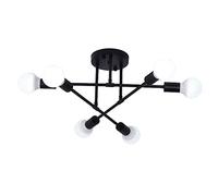MSGIRVLZL Plafonniers À 6 Têtes, Suspension Linéaire À Long Poteau, Lampe À Suspension À Bande De Métal Noir, Luminaire E27, Lustre Décoratif De Salle À Manger, Lampes Industrielles Rétro
