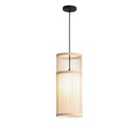 MSGIRVLZL Style Chinois Chevet Bambou Art Pendentif Lampe Luminaires Lustre Tissé À La Main Creative E27 Suspension Avec Cordon Réglable Pour Étude Salle À Manger Îlot De Cuisine/Bamboo Natural Color