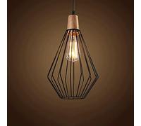 MSGIRVLZL Suspension À Cage En Fil De Fer Forgé, Corps De Lampe En Métal + Abat-Jour Noir, Lampes Suspendues E27, Lampes À Suspension Simples Américaines Pour Salle À Manger, Îlot De Cuisine