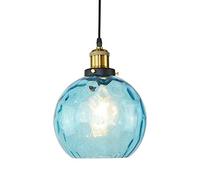 MSGIRVLZL Suspension Boule De Verre Bleue De Ferme, Éclairage Décoratif D'Îlot De Cuisine Moderne, Suspension De Salle À Manger En Métal Avec Abat-Jour Globe, Lustres Minimalistes Modernes