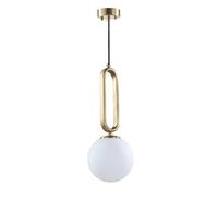 MSGIRVLZL Suspension Boule En Verre Blanc, Lampe Suspendue À Anneau En Métal Avec Abat-Jour Sphérique, Luminaire E14, Lampes À Suspension Minimalistes Modernes, Lustre Décoratif De Chambre À Coucher
