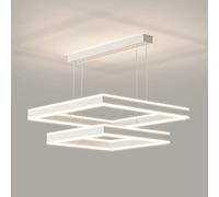 MSGIRVLZL Suspension Carrée De Salle À Manger, Lampe Suspendue Décorative De Salon À Led Moderne, Lampes À Suspension En Aluminium À 2 Lumières Avec Abat-Jour En Acrylique, Îlot De Cuisine Sous Des Lu