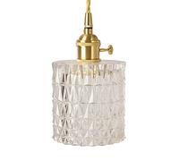 MSGIRVLZL Suspension Cylindrique En Verre De Cristal, Tête De Cuivre En Métal Luminaire Suspendu - Luminaire De Suspension De Plafond De Chambre À Coucher De Couloir - Douille E27 - or