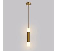 MSGIRVLZL Suspension De Chevet Dorée, Lampe À Suspension À Tube Long Et Mince, Lampes Suspendues À Flûte En Métal Avec Abat-Jour En Acrylique, Lustre Led Moderne, Éclairage Décoratif De Comptoir