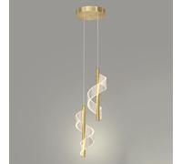 MSGIRVLZL Suspension De Chevet, Lustre En Spirale À 2 Têtes, Lampe Suspendue En Tube De Métal Doré Avec Abat-Jour En Acrylique Ultra-Fin, Lampes À Suspension Led Modernes - 10 W - 3 Modes, Éclairage I