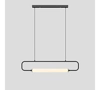 MSGIRVLZL Suspension De Salon Simple Et Moderne, Lampe Suspendue De Salle À Manger En Métal Avec Abat-Jour En Tube Long En Acrylique, Éclairage Décoratif Pour Îlot De Cuisine À Anneau Créatif, Led-600