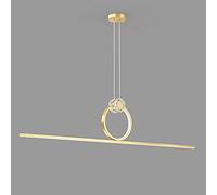 MSGIRVLZL Suspension D'Éclairage De Bande De Salle À Manger, Longues Lumières Suspendues En Laiton Avec Kit Décoratif D'Anneau, Lampe De Suspension Linéaire Moderne D'Îlot De Cuisine De Led, Lustre De