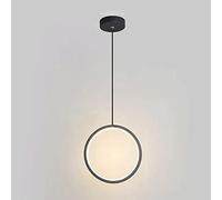 MSGIRVLZL Suspension En Métal Avec Abat-Jour En Acrylique, Lampes Suspendues À Led Modernes, Lampe À Suspension De Chevet Ronde Pour Chambre À Coucher, Lustres D'Éclairage Minimalistes Noirs Pour Sall
