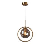 MSGIRVLZL Suspension En Verre Gris Fumé, Lampes Suspendues E14, Lumières Suspendues Modernes Cercle Doré Galvanisé, Lampes D'Eclairage Edison Simples Pour Bar Étude Chambre Salle À Manger