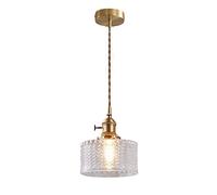 MSGIRVLZL Suspension Industrielle En Verre À Écailles De Poisson Avec Support De Lampe En Laiton Vintage, Luminaire De Plafond En Verre, Suspension Parfaite Pour Bar Restaurant Café Et Usage Domestiqu