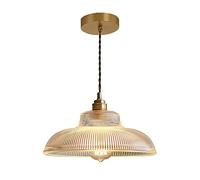 MSGIRVLZL Suspension Industrielle Vintage, Lampes Suspendues En Laiton Avec Abat-Jour En Verre À Rayures En Dôme, Prise E27, Lustre De Plafond De Salle À Manger, Lampe À Suspension D'Éclairage D'Îlot